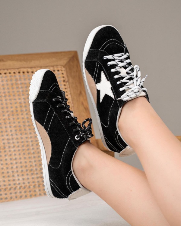 Tenis Star en carnaza para mujer en colores negro y marrón
