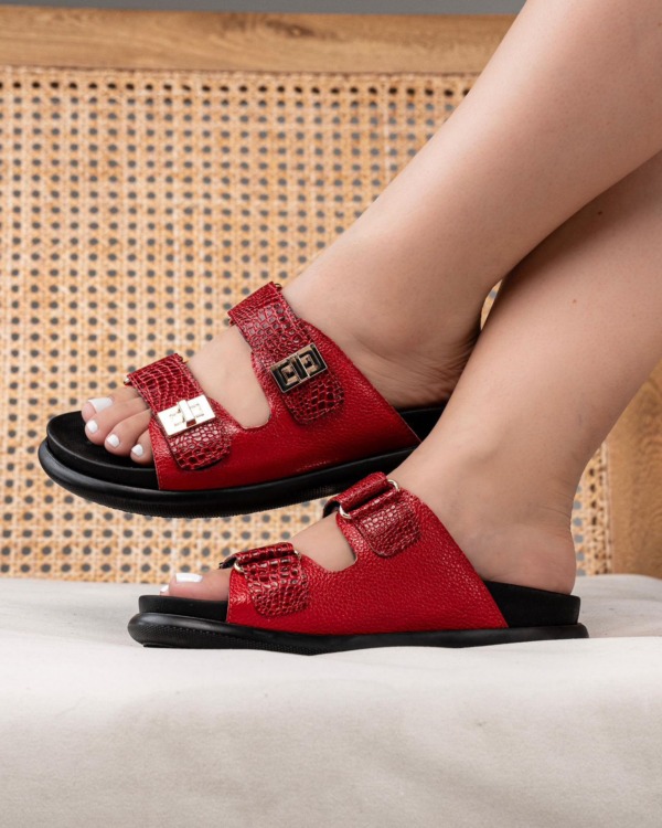Canoas Sophia para mujer con correas ajustables en dorado, negro, rojo y avellana
