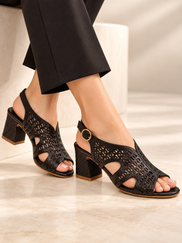 TACONES FLORA Tacones Flora calados con tacón de bloque