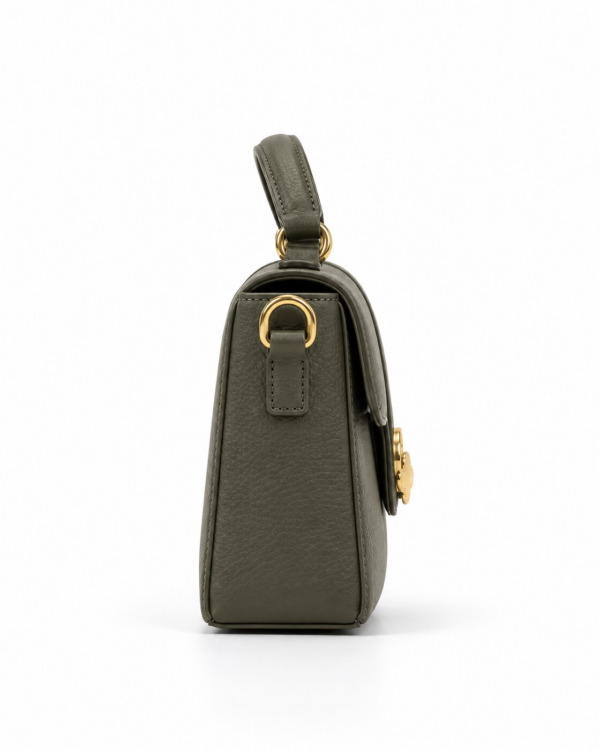 BOLSO VANITY · verde oliva · Perfil izquierdo